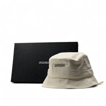 Jacquemus Beige Bucket Hat with Box – Minimal Luxe Edition 🕊️🖤