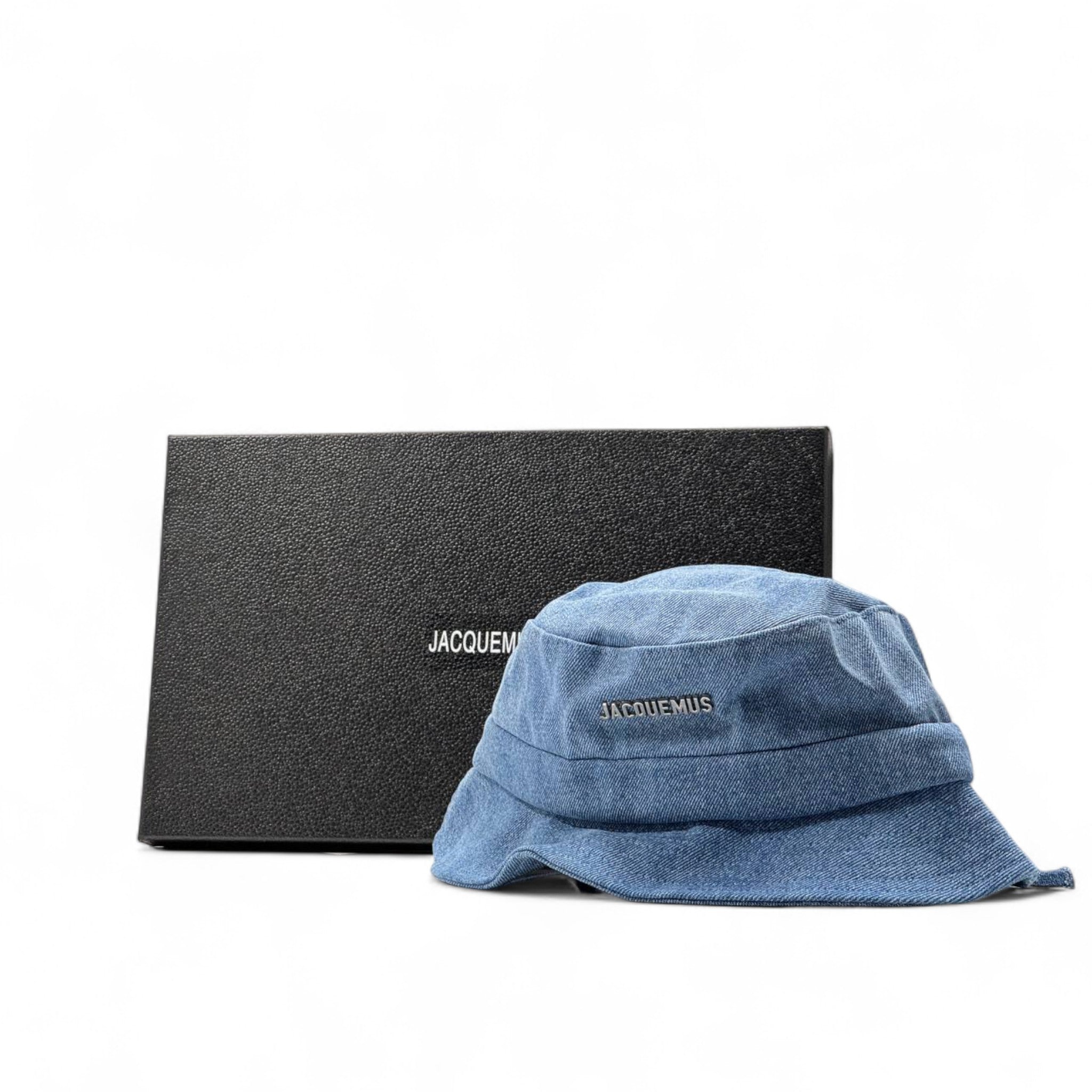 Jacquemus Blue Denim Bucket Hat with Box – Street Chic Edition 🔵🖤