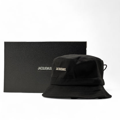 Jacquemus Black Bucket Hat with Box – Modern Luxe Essential 🖤🧳