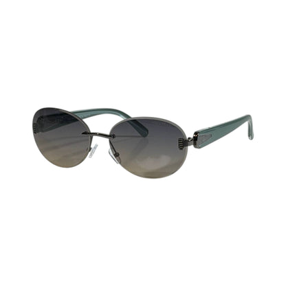 Miu Miu Elegant Oval Rimless Sunglasses 💚✨ Luxury Gradient Fashion Shades