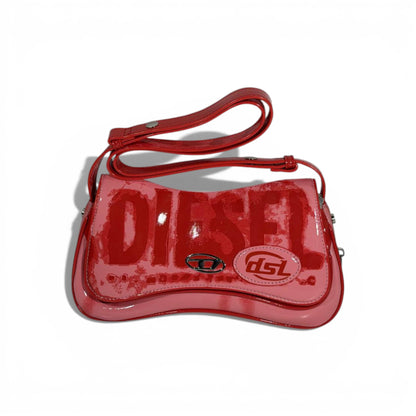 👜 Diesel Red Patent Shoulder Bag – Bold Y2K Statement ❤️
