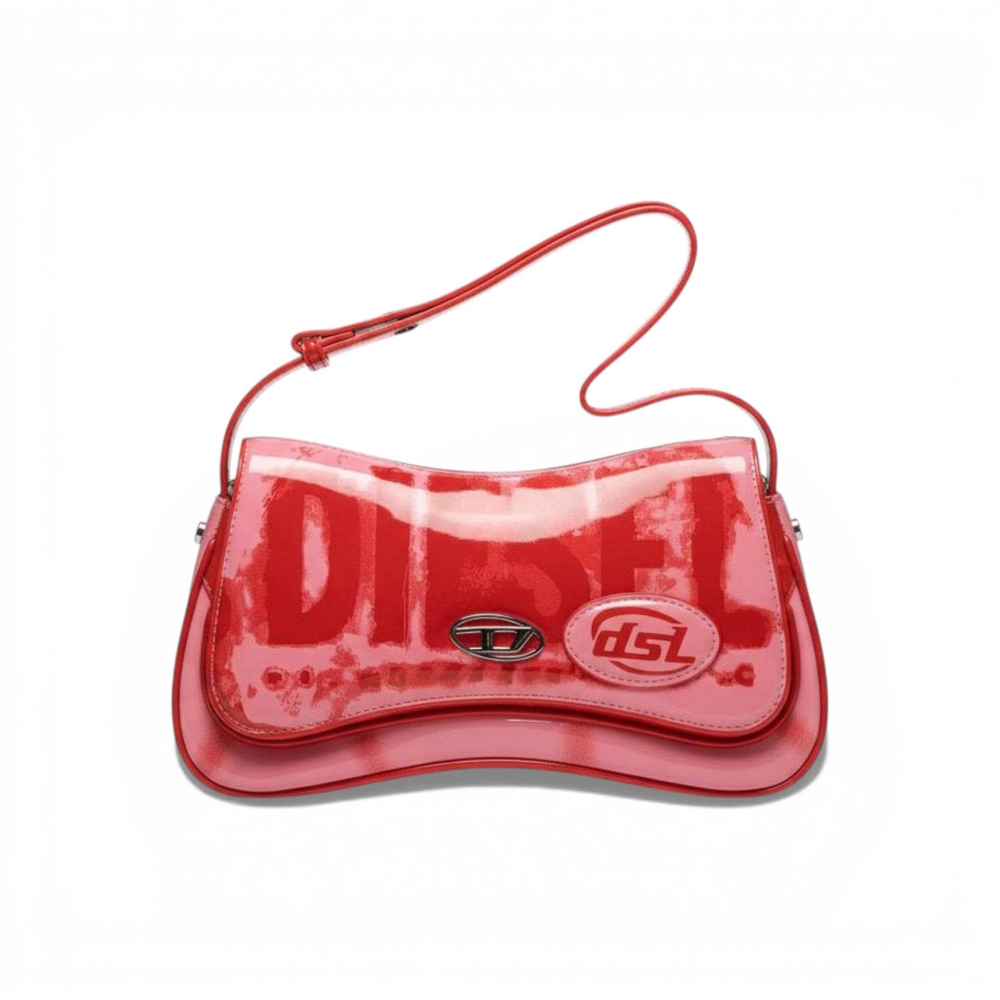 👜 Diesel Red Patent Shoulder Bag – Bold Y2K Statement ❤️