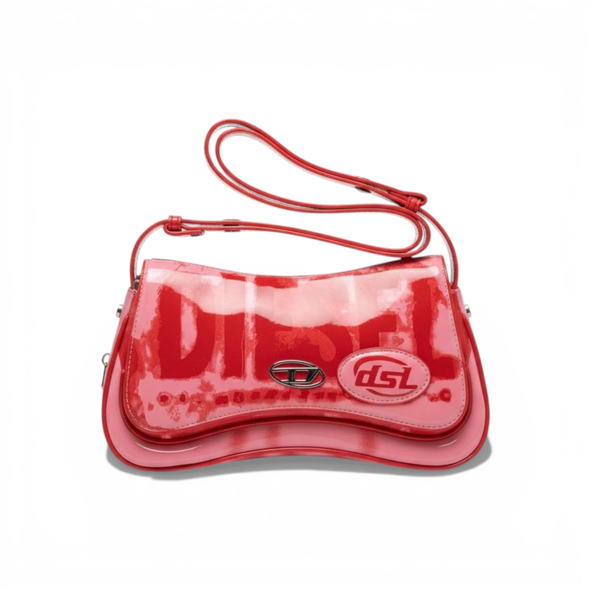 👜 Diesel Red Patent Shoulder Bag – Bold Y2K Statement ❤️