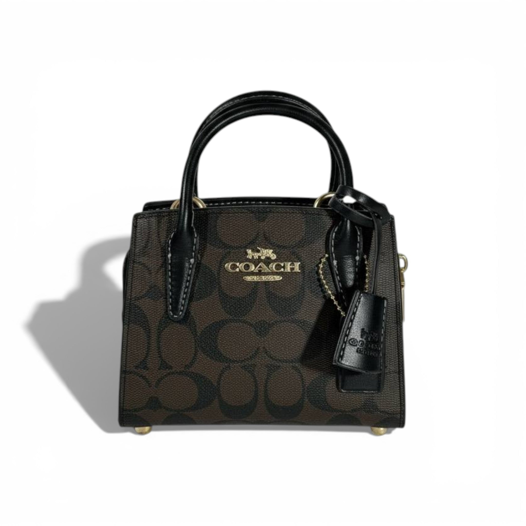 👜 Coach Signature Canvas Mini Top-Handle Bag – Brown & Black 🤎🖤