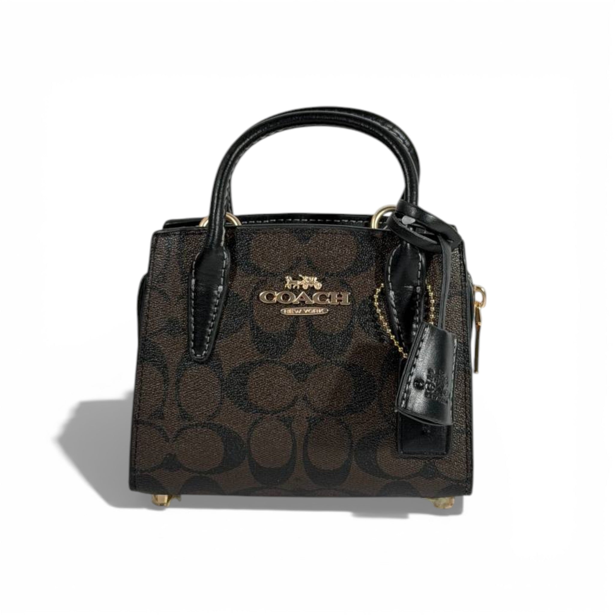 👜 Coach Signature Canvas Mini Top-Handle Bag – Brown & Black 🤎🖤