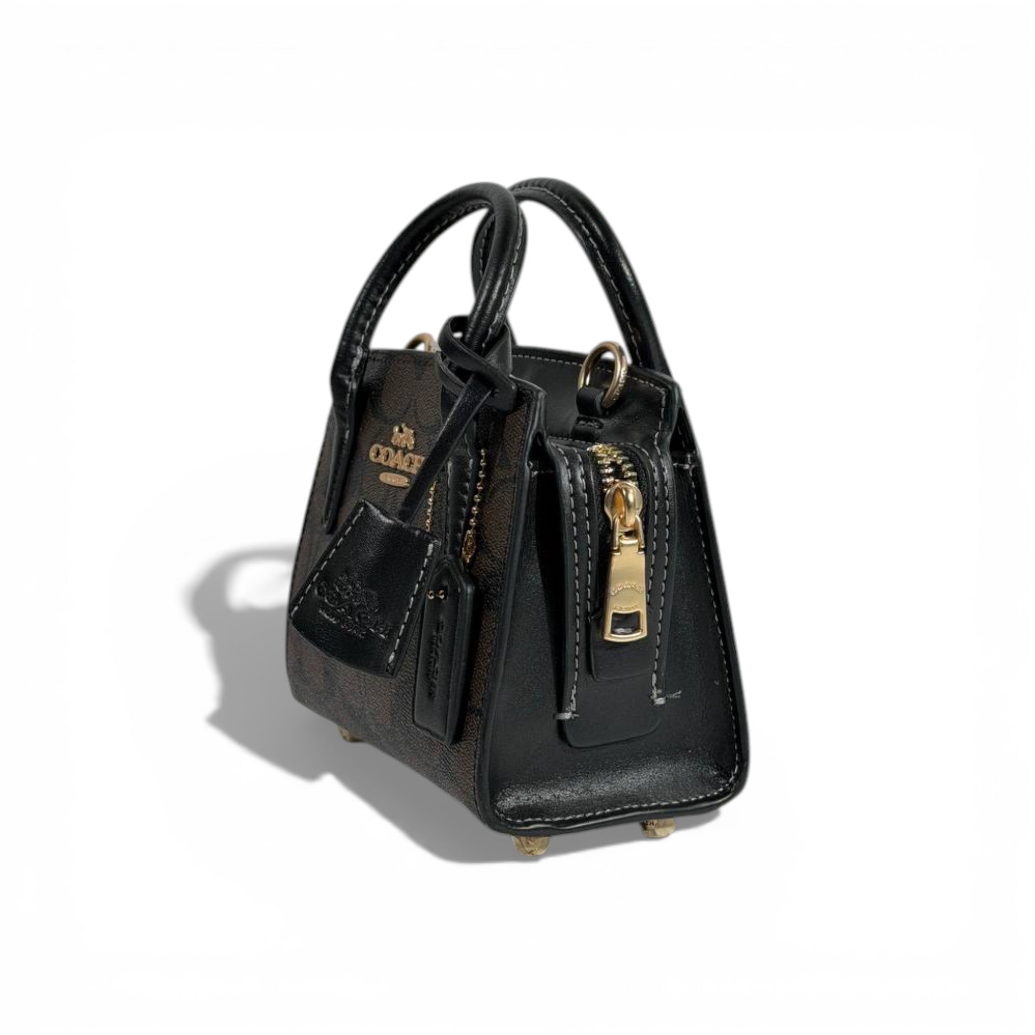 👜 Coach Signature Canvas Mini Top-Handle Bag – Brown & Black 🤎🖤