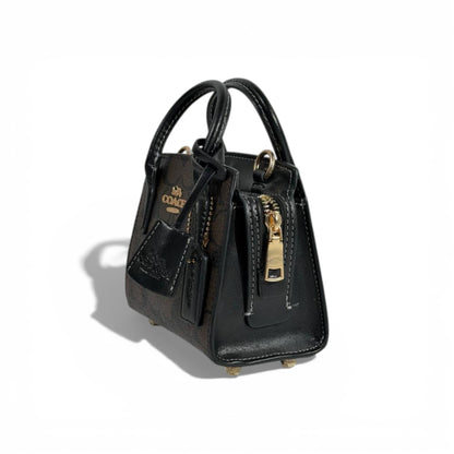 👜 Coach Signature Canvas Mini Top-Handle Bag – Brown & Black 🤎🖤