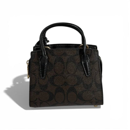👜 Coach Signature Canvas Mini Top-Handle Bag – Brown & Black 🤎🖤