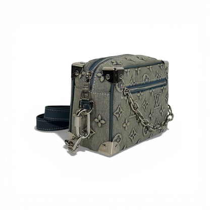 👜 Louis Vuitton Monogram Canvas Mini Trunk Crossbody – Grey 🖤✨