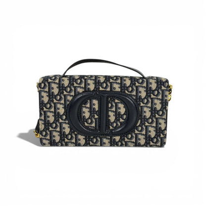 👜 Dior Oblique Style Mini Top-Handle Chain Bag – Black & Beige 🤍🖤
