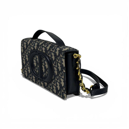👜 Dior Oblique Style Mini Top-Handle Chain Bag – Black & Beige 🤍🖤