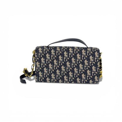 👜 Dior Oblique Style Mini Top-Handle Chain Bag – Black & Beige 🤍🖤