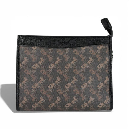 🖤 Coach Signature Style Zip Pouch – Black & Brown 🤎