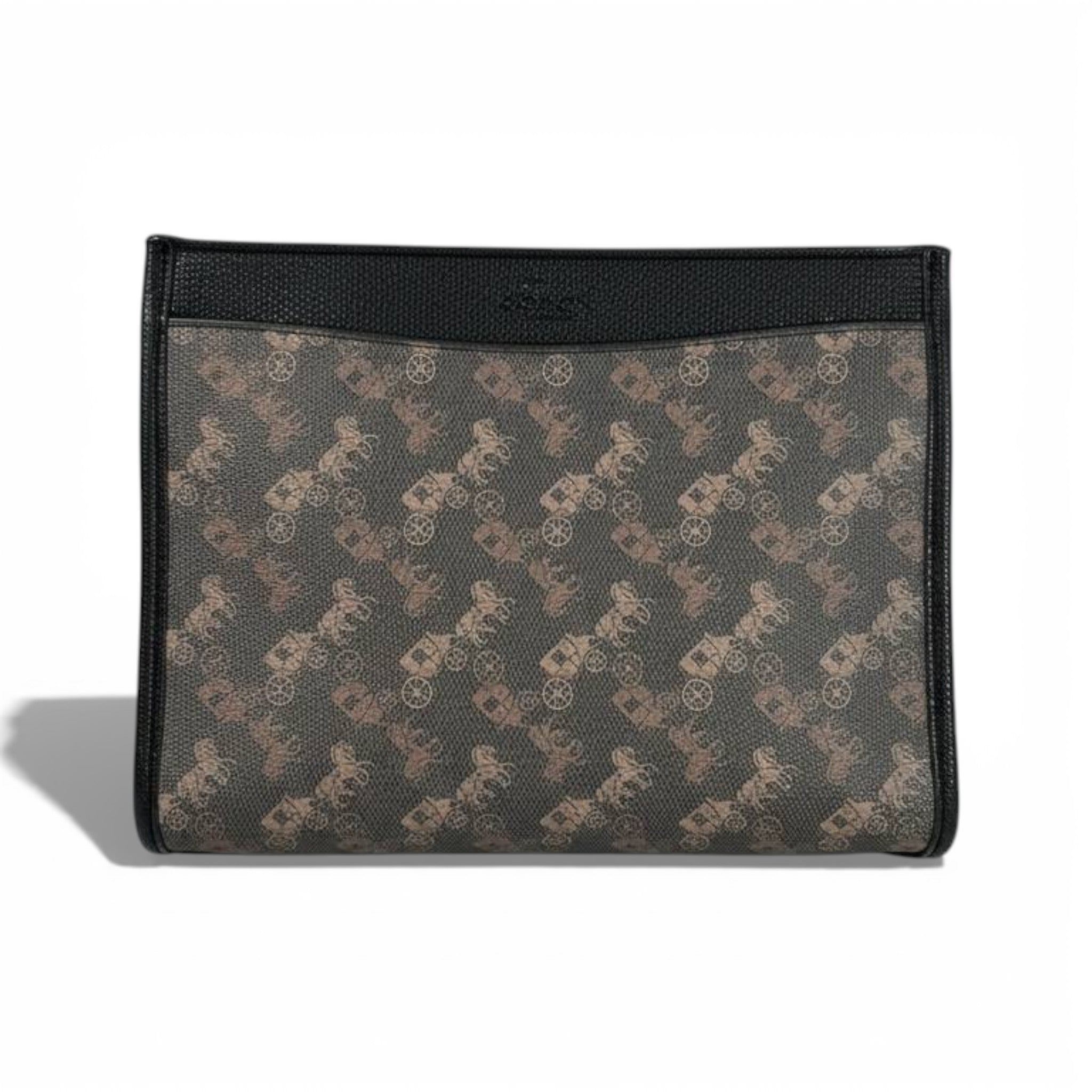 🖤 Coach Signature Style Zip Pouch – Black & Brown 🤎
