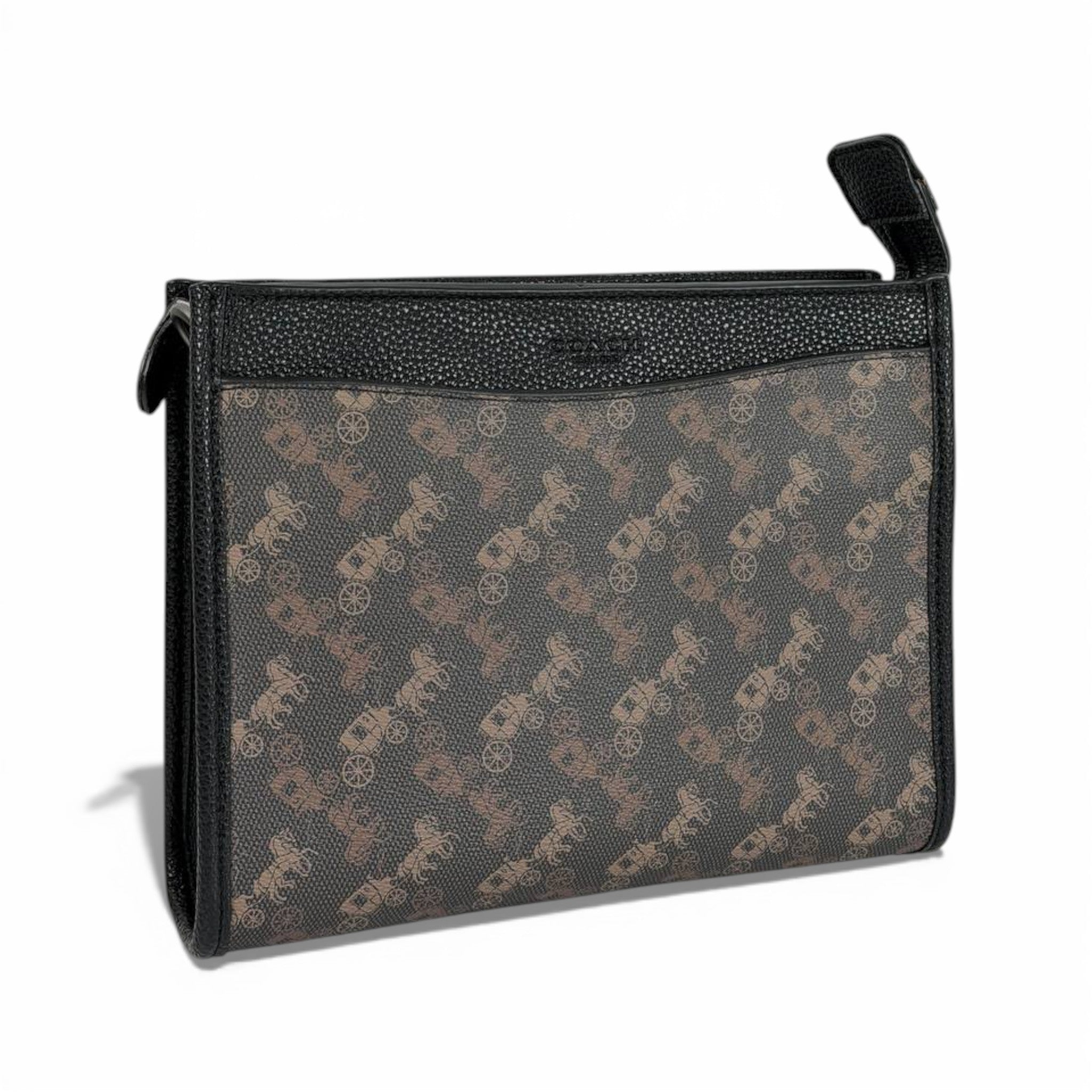 🖤 Coach Signature Style Zip Pouch – Black & Brown 🤎