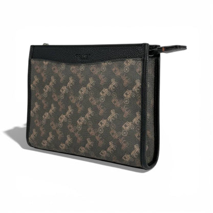 🖤 Coach Signature Style Zip Pouch – Black & Brown 🤎