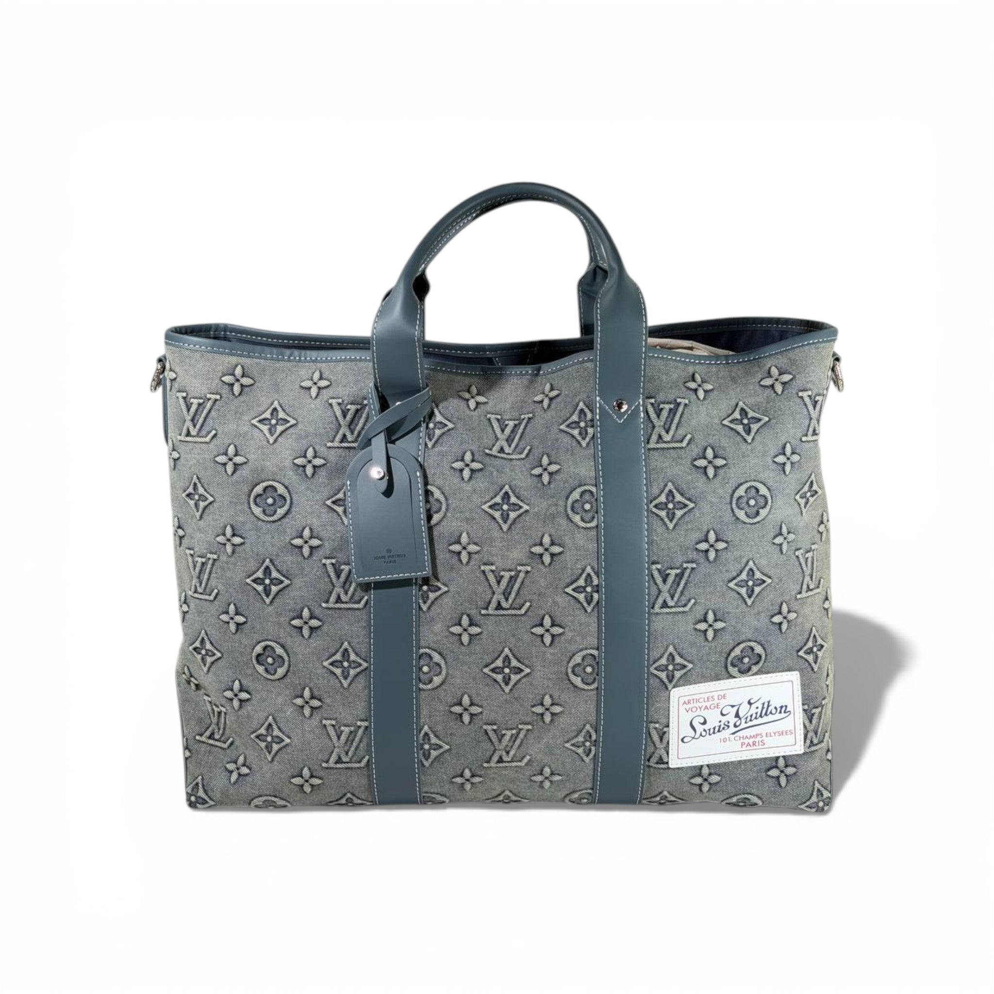 👜 Louis Vuitton Monogram Denim Tote Bag – Grey Canvas Edition