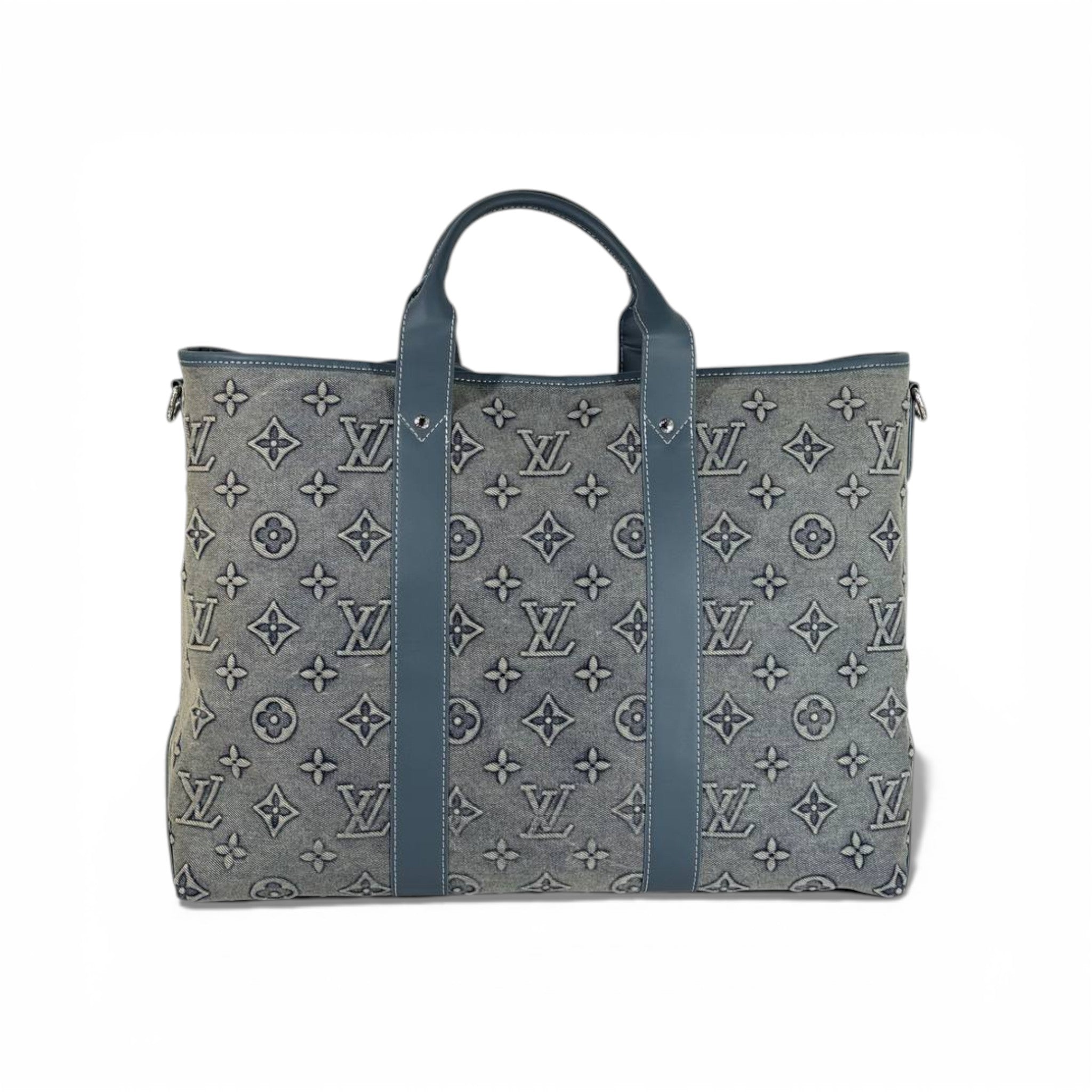 👜 Louis Vuitton Monogram Denim Tote Bag – Grey Canvas Edition
