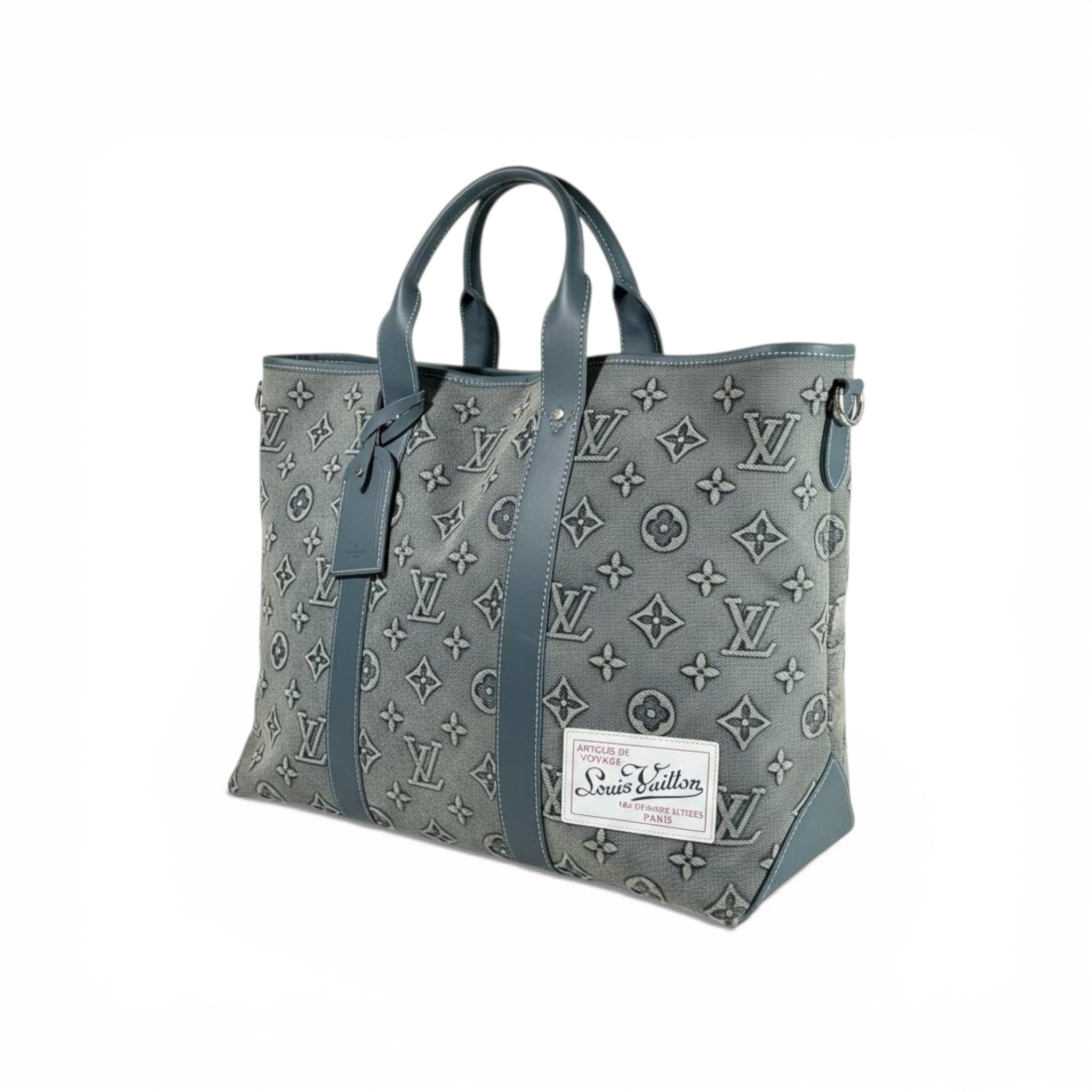 👜 Louis Vuitton Monogram Denim Tote Bag – Grey Canvas Edition