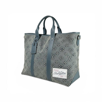 👜 Louis Vuitton Monogram Denim Tote Bag – Grey Canvas Edition