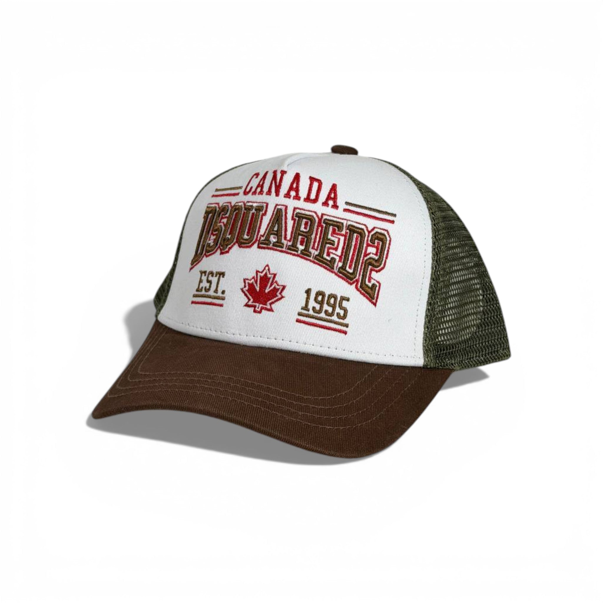 🧢 DSQUARED2 Canada Trucker Cap – Brown & Green Mesh Edition
