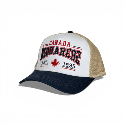 🧢 DSQUARED2 Canada Trucker Cap – Navy & Beige Mesh Edition
