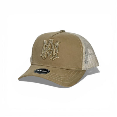 🧢 AMIRI Monogram Trucker Cap – Beige Mesh Luxury Edition