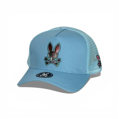 🧢 Psycho Bunny Light Blue Mesh Cap – Bunny Skull Logo