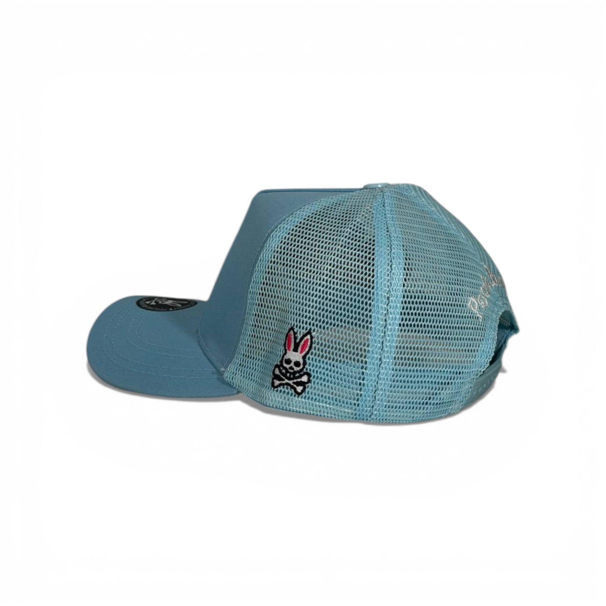 🧢 Psycho Bunny Light Blue Mesh Cap – Bunny Skull Logo