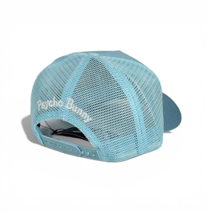 🧢 Psycho Bunny Light Blue Mesh Cap – Bunny Skull Logo