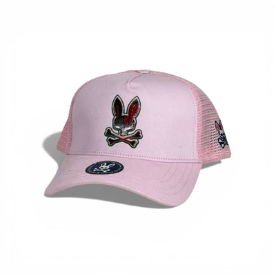 🧢 Psycho Bunny Pink Trucker Cap – Signature Skull Edition 💗🐰💀