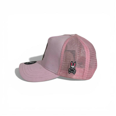 🧢 Psycho Bunny Pink Trucker Cap – Signature Skull Edition 💗🐰💀
