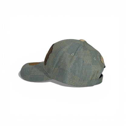 🧢 Louis Vuitton Denim Baseball Cap – Vintage Leather Patch Edition 🤍🤎✨
