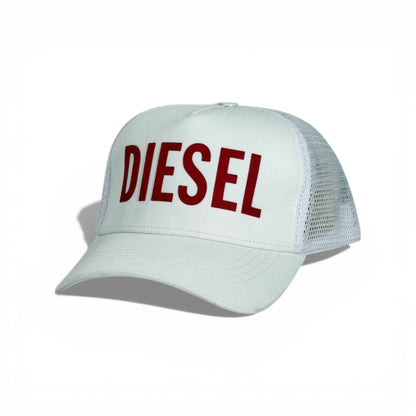 🧢 Diesel White Trucker Cap – Bold Red Logo Edition 🤍🔥