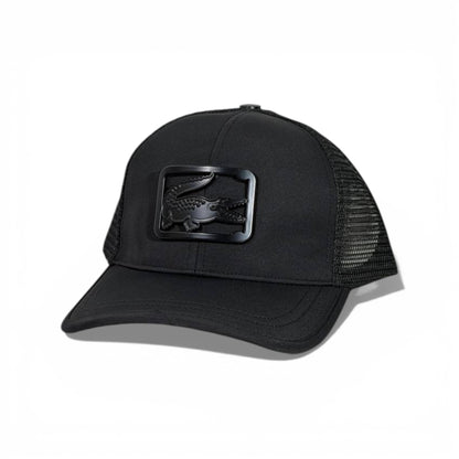 🧢 Lacoste Black Trucker Cap – Tonal Crocodile Edition 🖤🐊✨