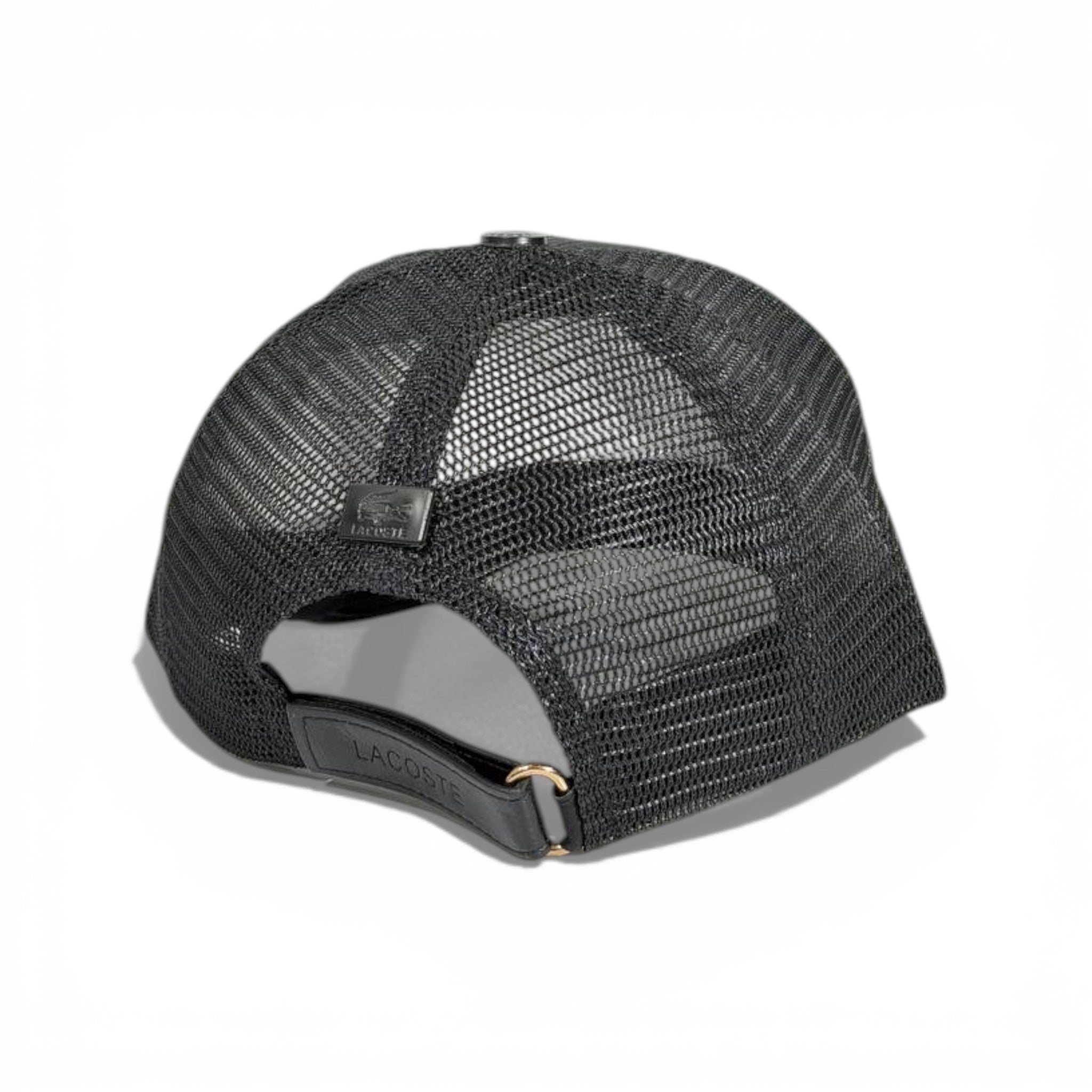🧢 Lacoste Black Trucker Cap – Tonal Crocodile Edition 🖤🐊✨