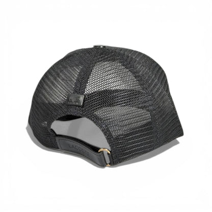 🧢 Lacoste Black Trucker Cap – Tonal Crocodile Edition 🖤🐊✨