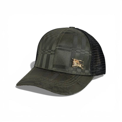 🧢 Burberry Olive Check Trucker Cap – Heritage Knight Edition 🤎🟢✨