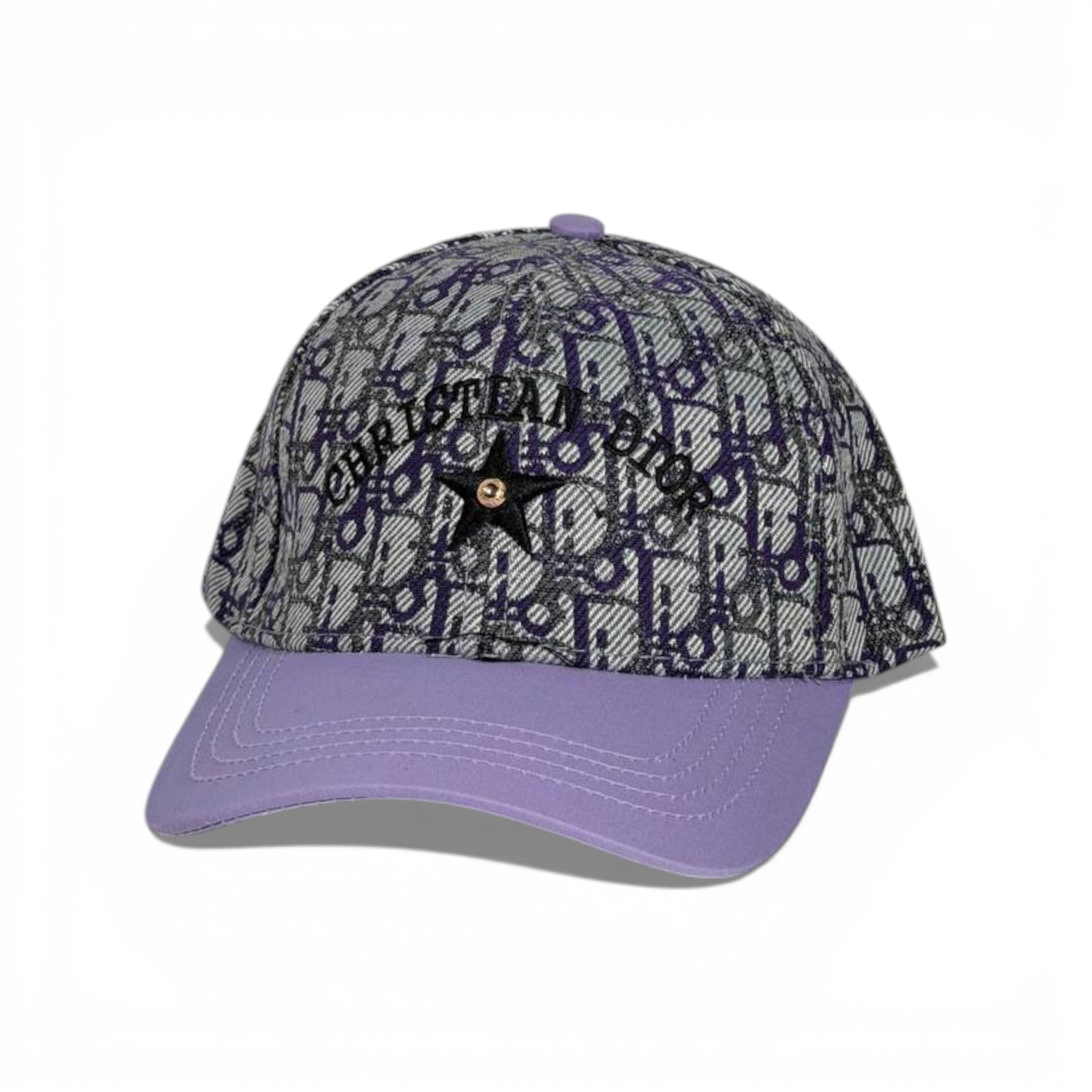 🧢 Dior Oblique Baseball Cap – Purple Star Logo Edition 💜✨