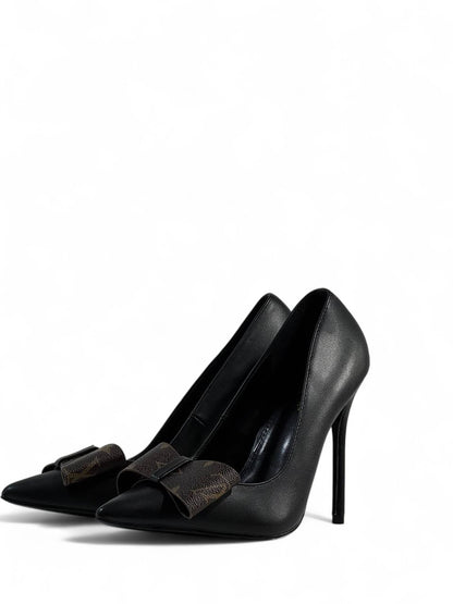 Louis Vuitton Black Monogram Bow Pumps 👠 | Elegant Luxury Pointed-Toe Heels