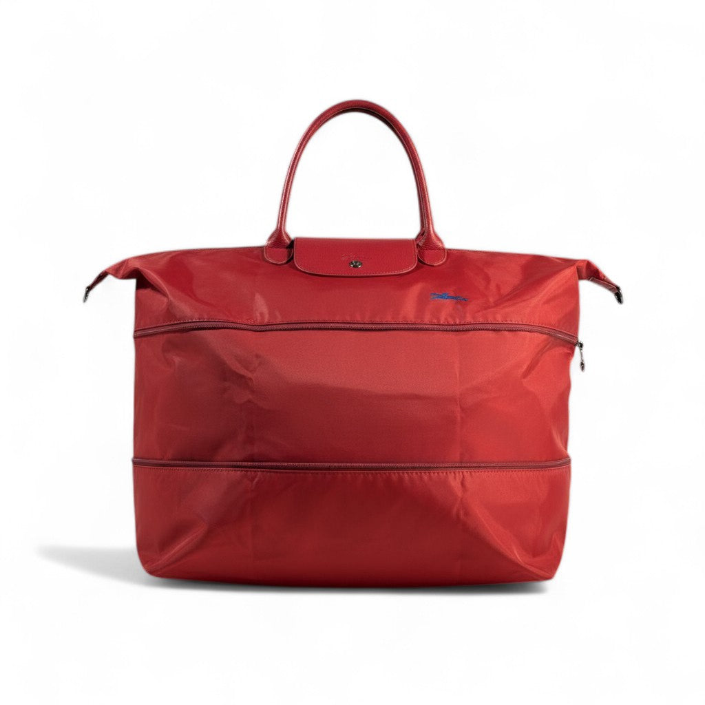 Longchamp Le Pliage Travel Bag 👜✨ | Foldable Nylon Weekender – Red