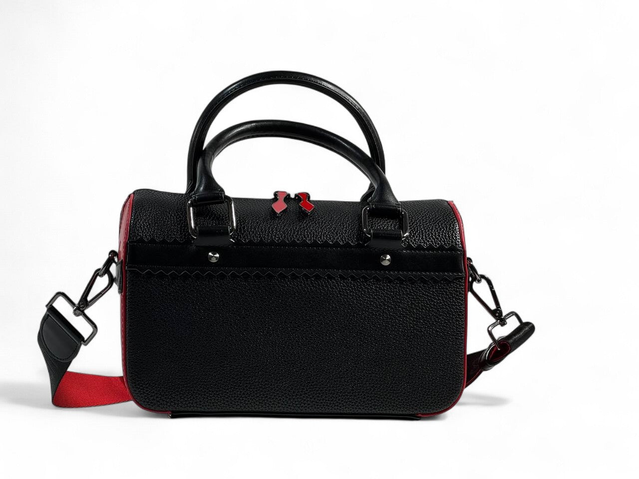 Christian Louboutin Black & Red Studded Duffle Bag 🖤❤️✨ | Luxury Designer Handbag