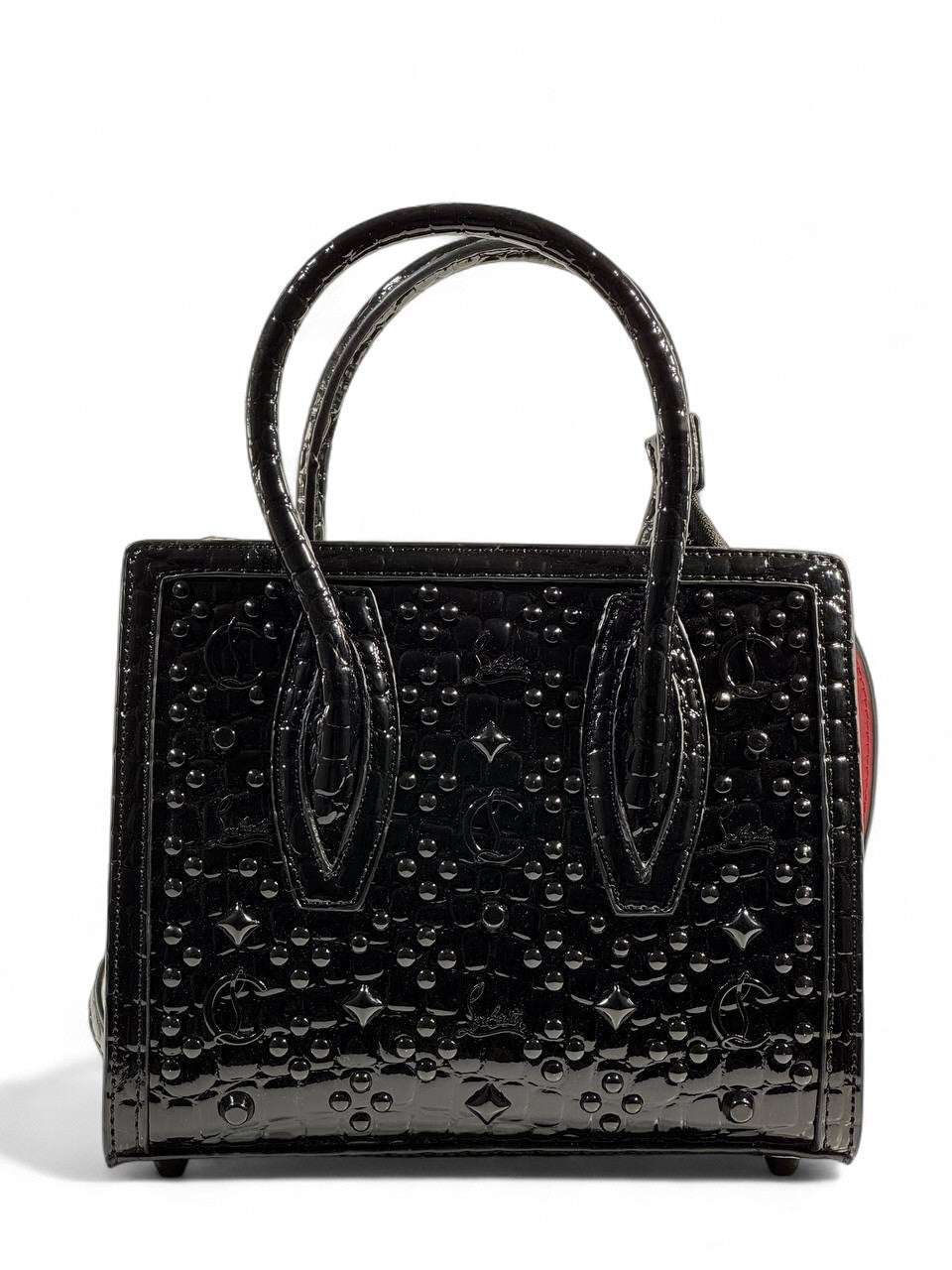Christian Louboutin Black Croc-Embossed Mini Bag 🖤❤️✨ | Luxury Designer Crossbody & Tote