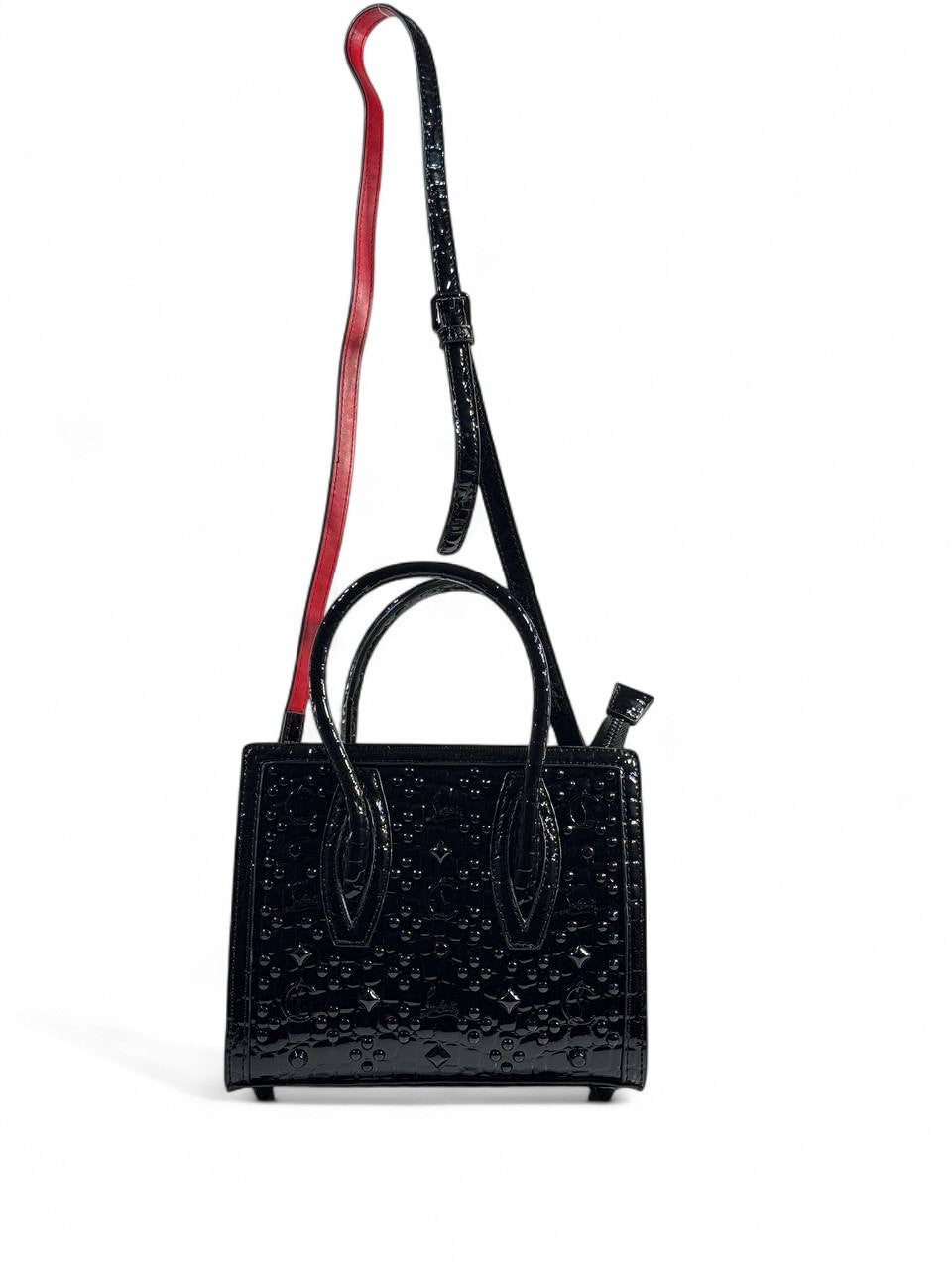 Christian Louboutin Black Croc-Embossed Mini Bag 🖤❤️✨ | Luxury Designer Crossbody & Tote