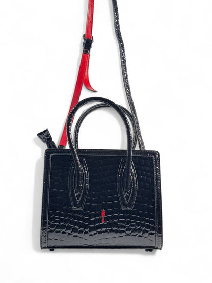 Christian Louboutin Black Croc-Embossed Mini Bag 🖤❤️✨ | Luxury Designer Crossbody & Tote