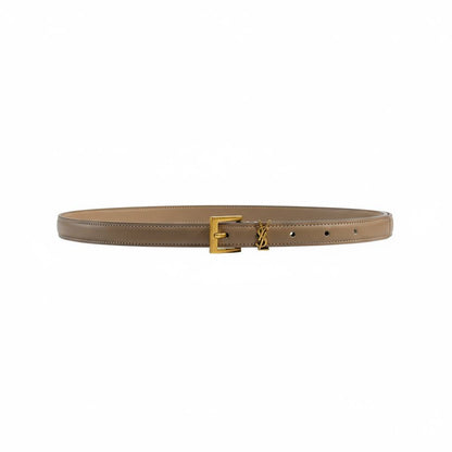 Saint Laurent Beige Leather Belt with Box 🤎📦✨ | YSL Gold Buckle Luxury Accessory