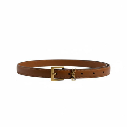 Saint Laurent Tan Leather Belt with Box 🤎📦✨ | YSL Gold Buckle Luxury Designer Accessory
