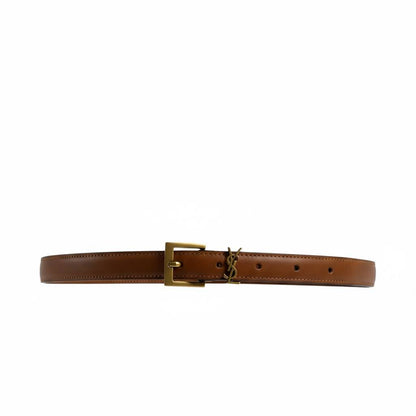 Saint Laurent Tan Leather Belt with Box 🤎📦✨ | YSL Gold Buckle Luxury Designer Accessory