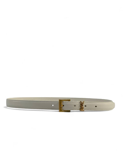 🤍 Yves Saint Laurent Cream Belt with Box ✨ | Effortless Parisian Elegance