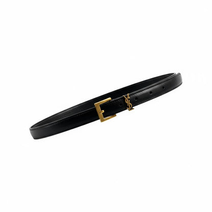 Saint Laurent Black Leather Belt 🖤✨ | Gold YSL Logo – With Box 📦